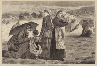 Op het strand bij Long Branch - Het kinderuurtje door James L. Langridge after Winslow Homer