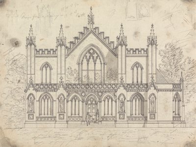 Voorbereidende tekening voor Ontwerp 14, Plaat 11 voor Een verzameling ontwerpen voor landelijke toevluchtsoorden door James Malton
