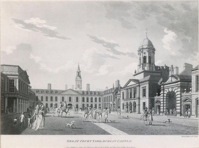 De bovenste binnenplaats, Dublin Castle door James Malton