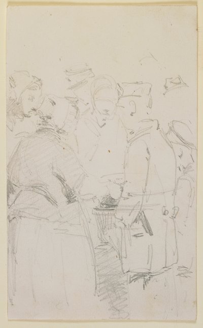 Een groep figuren rond een vuurkorf door James Abbott McNeill Whistler