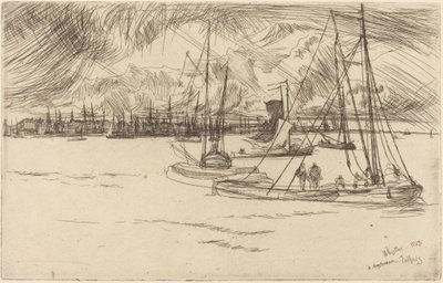 Amsterdam vanaf het Tolhuis door James McNeill Whistler