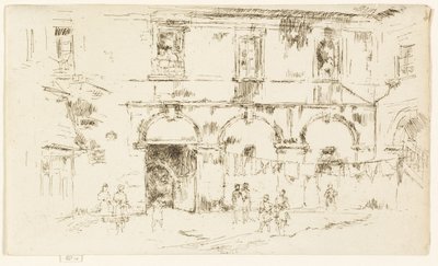 Hof van het Klooster van St. Augustinus, Bourges door James Abbott McNeill Whistler