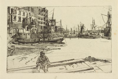 Eagle Wharf (Tyzac Whiteley en Co.) door James Abbott McNeill Whistler