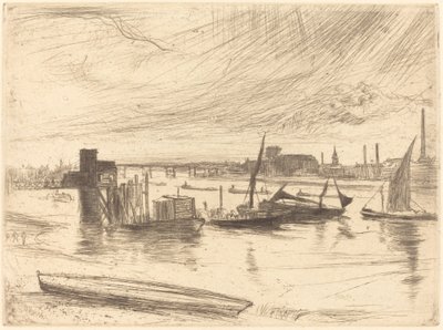 Vroege ochtend, Battersea door James Abbott McNeill Whistler