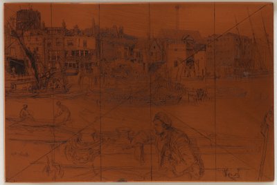 Etsplaat: Black Lion Wharf door James Abbott McNeill Whistler