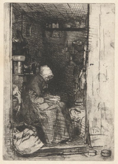 La Vielle aux Loques, uit de Franse Set (Douze Eaux-Fortes d) door James Abbott McNeill Whistler