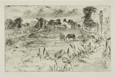 Landschap met paarden door James Abbott McNeill Whistler