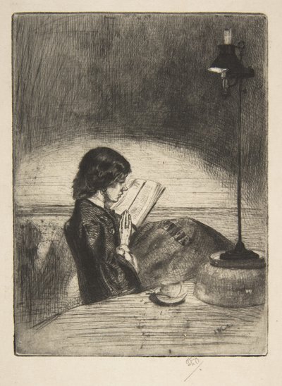 Lezen bij lamplicht door James McNeill Whistler