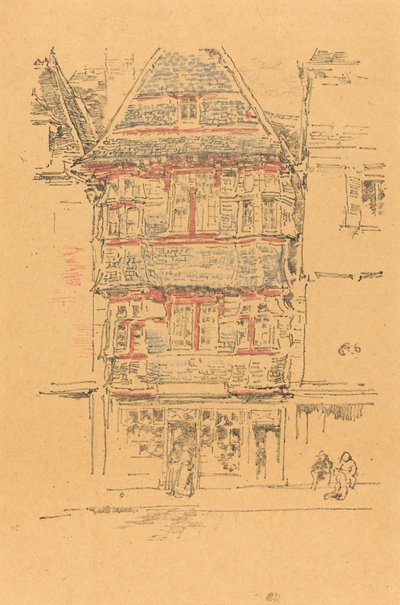 Rood huis, Paimpol door James Abbott McNeill Whistler