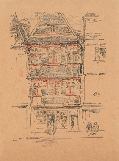 Rood huis, Paimpol door James Abbott McNeill Whistler