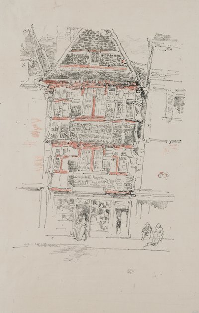 Rood huis, Paimpol door James Abbott McNeill Whistler