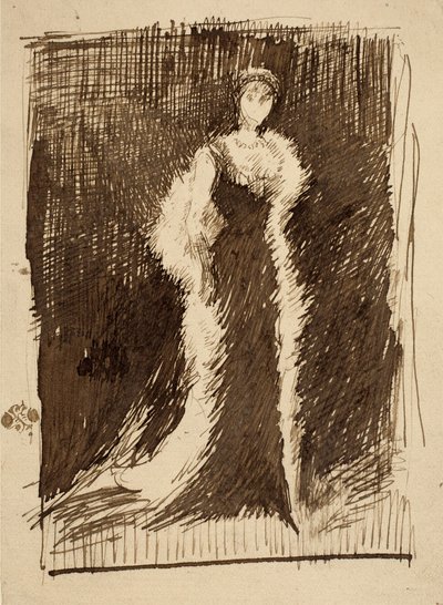 Schets naar "Schikking in zwart: Lady Meux". door James McNeill Whistler