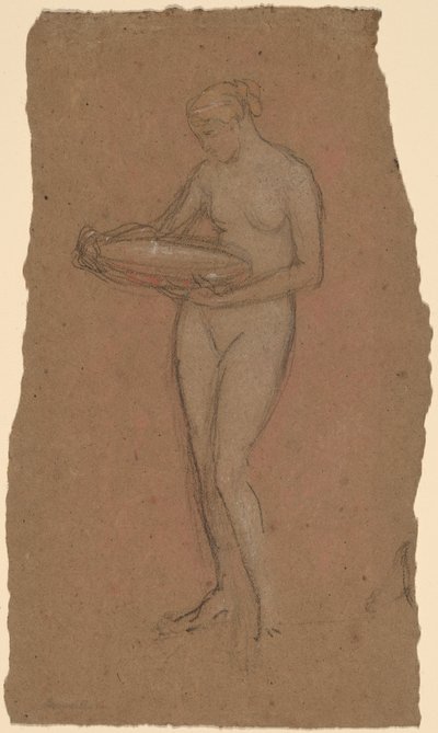 Staande Vrouwelijke Naakt met een Kom door James Abbott McNeill Whistler