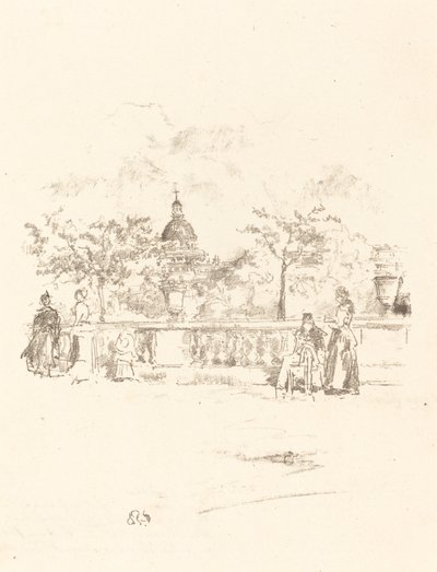 Het Pantheon, vanaf het Terras van de Luxemburgse Tuinen door James Abbott McNeill Whistler