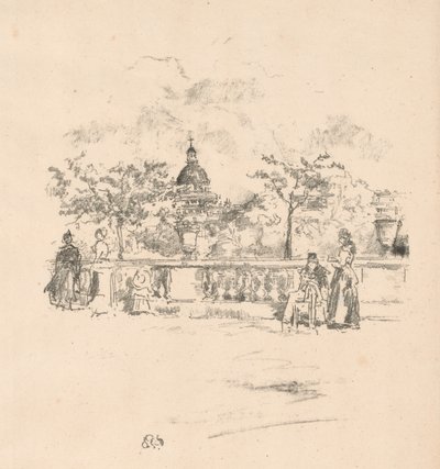 Het Pantheon, vanaf het Terras van de Luxemburgse Tuinen door James Abbott McNeill Whistler