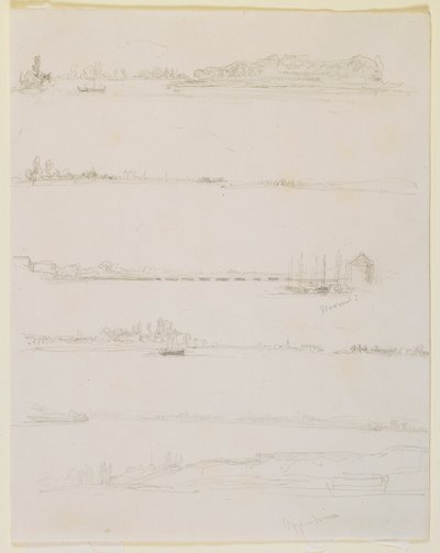 De Rijn, nabij Worms en Oppeheim door James Abbott McNeill Whistler