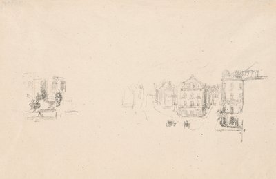Twee proefschetsen: A. Grand Rue, Dieppe; B. Een interieur door James Abbott McNeill Whistler