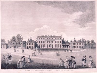 Oostelijke voorzijde van Buckingham House, Westminster, Londen, 1796 door James Miller