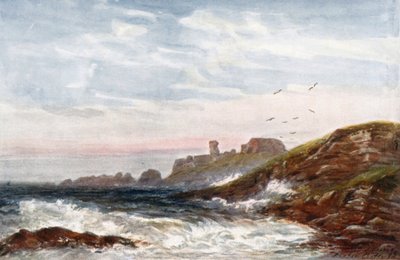 "Dunbar Castle (kleurenlitho) door James Orrock