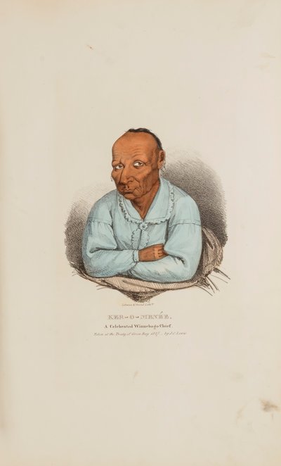 KER-O-MENEE; Een gevierd Winnebago opperhoofd, uit de Aboriginal Portfolio door James Otto Lewis