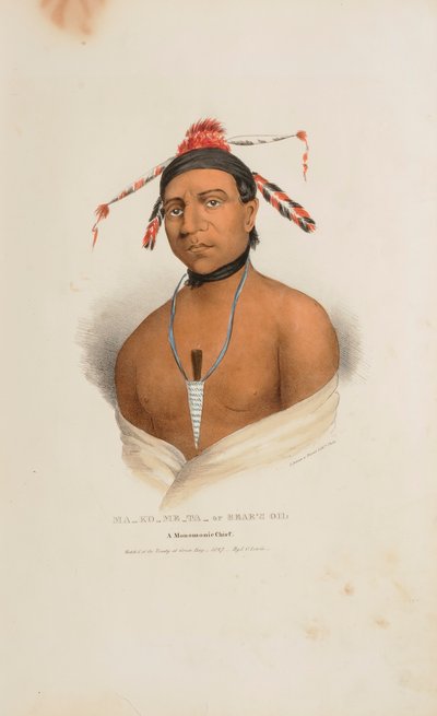 MA-KO-ME-TA of de olie van de beer; een Monomonie opperhoofd, uit de Aboriginal Portfolio door James Otto Lewis