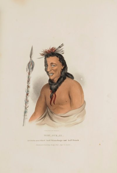 TSHU-GU-GA; Een gevierd opperhoofd half Winnebago en half Frans, uit de Aboriginal Portfolio door James Otto Lewis