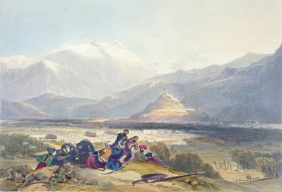 Bala Hissar en Stad Kabul met de Britse Kantonnementen vanaf de Ba Maroo Heuvel, Vijandelijkheden Beginnen, plaat 16 uit 