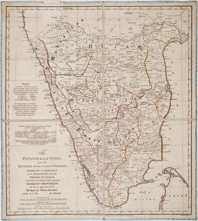 Het Schiereiland van India van de Kistnah Rivier tot Kaap Comorin door James Rennell