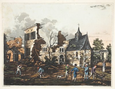 Kasteel van Hougoumont: Een uitzicht op het interieur gereduceerd tot een hoop ruïnes door James Rouse