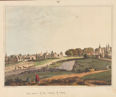 ?De Ruïnes van het Dorp Ligny?, 1815 door James Rouse