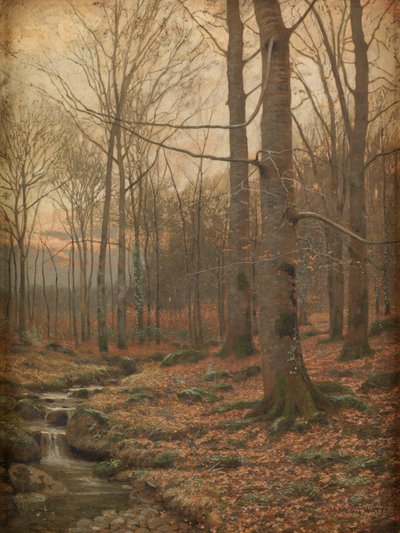 Winter in het bos, Betws-y-Coed (aquarel en bodycolour) door James Thomas Watts