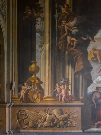 Detail van de Westmuur van de Beschilderde Hal door James Thornhill