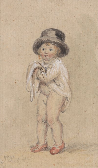 Een Kleine Jongen met Rode Schoenen (Kind met Rode Schoenen en een Hoge Hoed) door James Ward