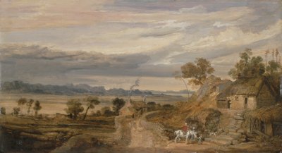 Landschap met huisjes door James Ward