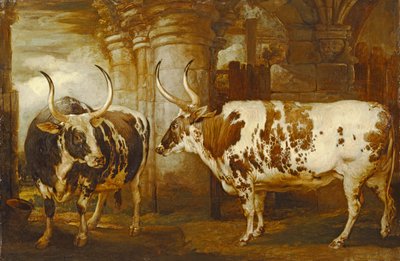 Portretten van twee buitengewone ossen, eigendom van de graaf van Powis door James Ward
