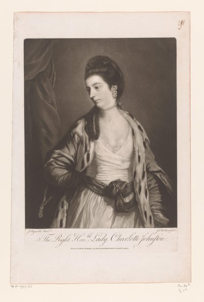 Portret van Charlotte Johnstone door James Watson (prentmaker)