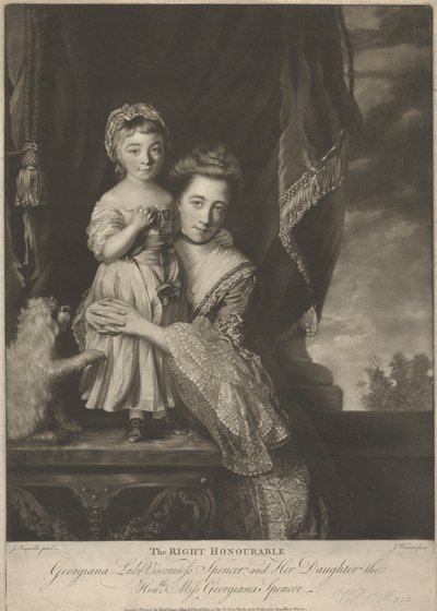 Margaret Georgiana Spencer, (geboren Poyntz), Gravin Spencer, en haar dochter, Georgiana Cavendish, (geboren Spencer), Hertogin van Devonshire door James Watson