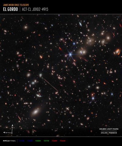 El Gordo (NIRCam Kompasbeeld) door James Webb Space Telescope (NASA)