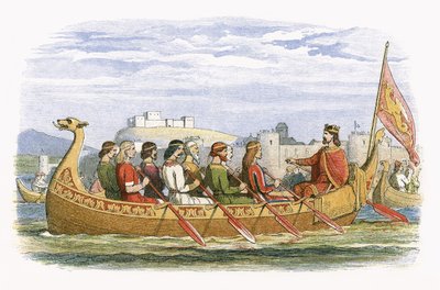 De schuit van Edgar bemand door acht koningen op de Dee door James William Edmund Doyle