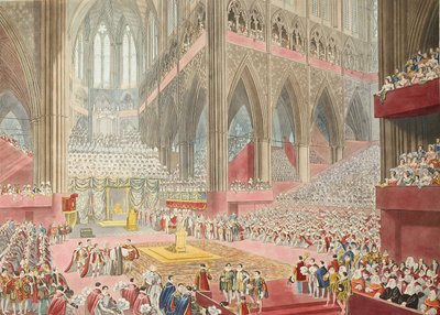 De kroning van Zijne Majesteit, George de Vierde: genomen op het moment van de erkenning, uitgegeven 1822 door James after Stephanoff