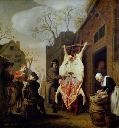 De slagerij (olieverf op doek) door Jan (1620-76) Victors