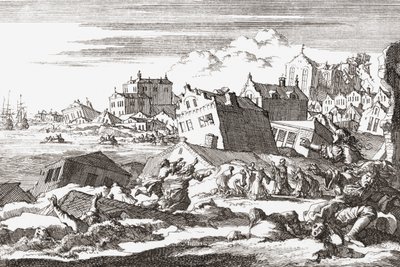 Aardbeving van 1692 in Port Royal, Jamaica door Jan (after) Luyken