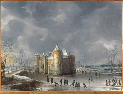 Het kasteel van Muiden in de winter door Jan Abrahamsz. Beerstraten