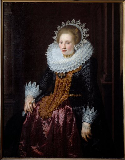 Portret van vrouw voorheen bekend als portret van Madame Vrydags Van Vollenhoven door Jan Anthonisz. van Ravesteyn