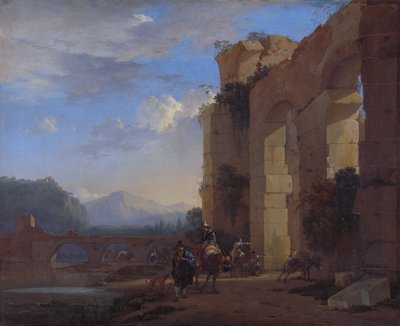 Muleteers naast een Italiaanse ruïne door Jan Asselijn