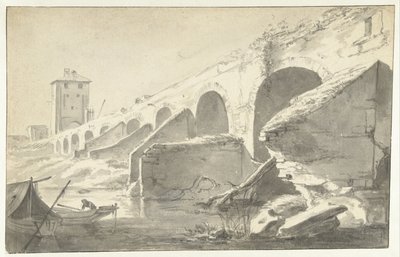 Ponte Molle te Rome door Jan Asselijn