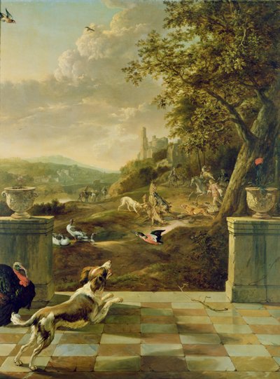 Jachtscène door Jan Baptist Weenix