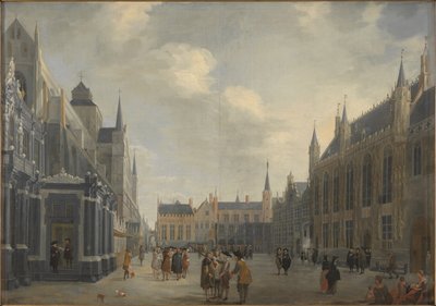 Burgplein in Brugge, 1672 door Jan Baptist van Meunincxhove