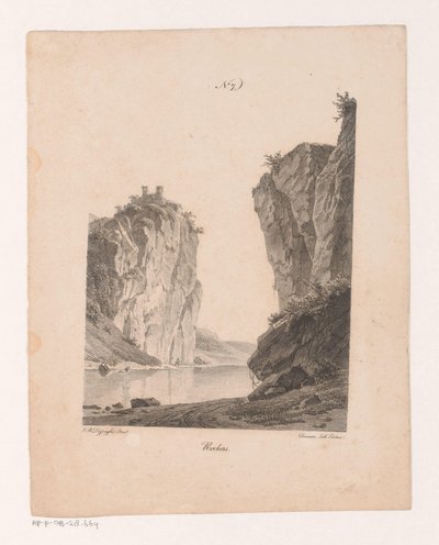 Rotsen langs het water door Jan Baptiste de Jonghe