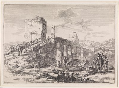 Landschap met brug, de Ponte Molle door Jan Both